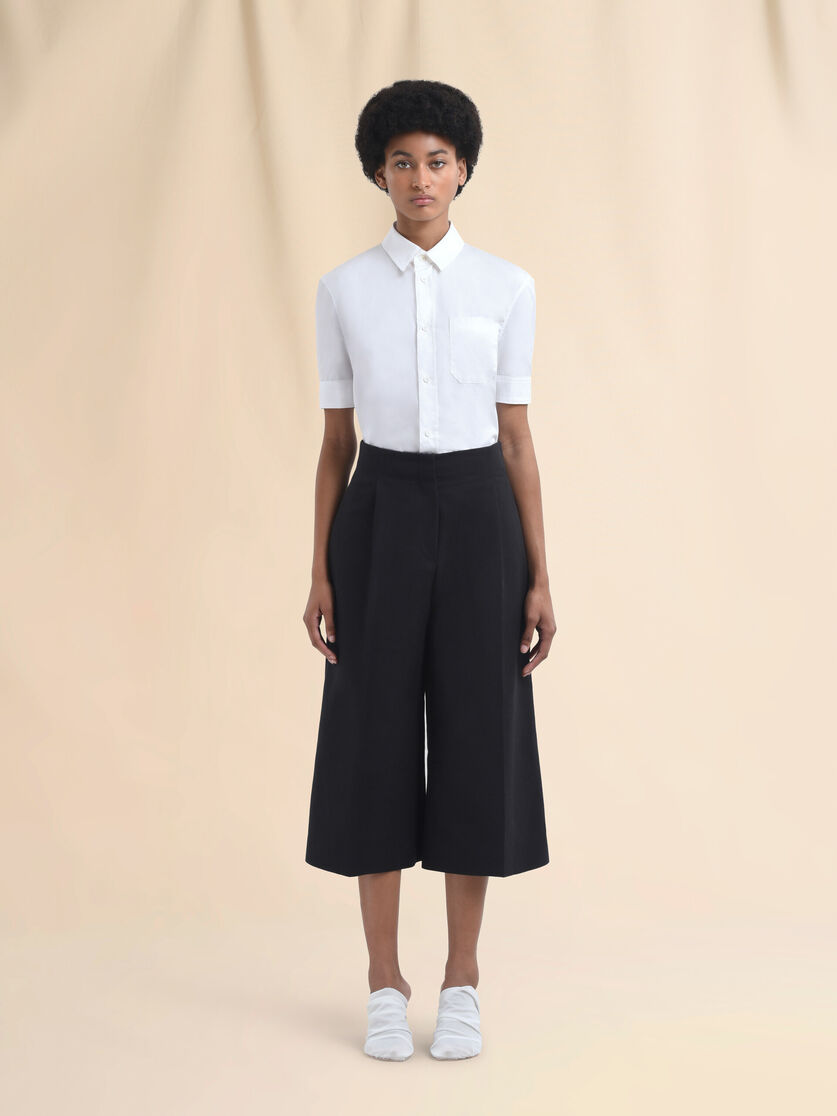 Indigo wide leg cotton Bermuda shorts with Marni Symbol - Pants - Image 2