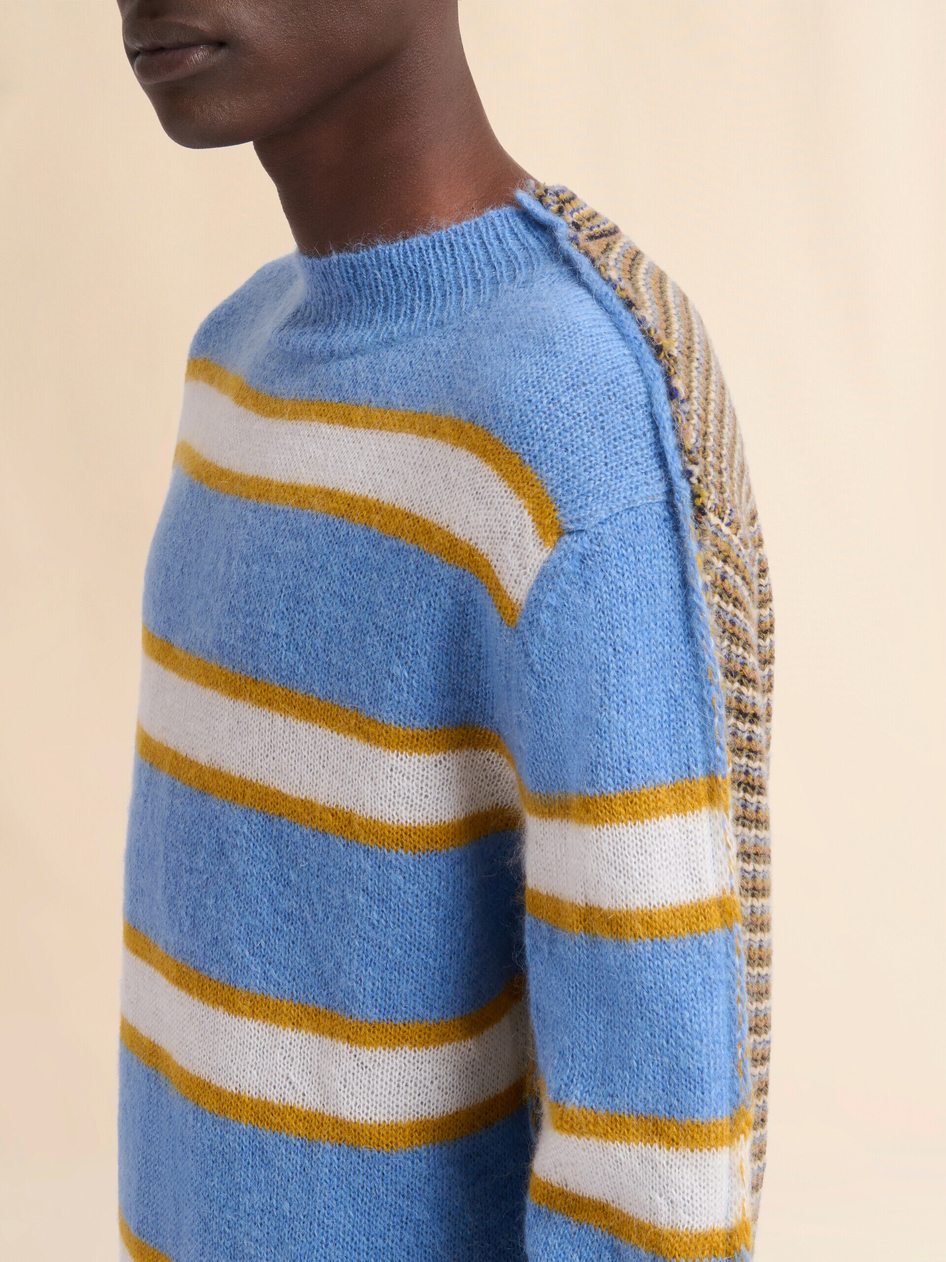 ブルー モヘア＆ウール製ハーフ＆ハーフストライプジャンパー | Marni
