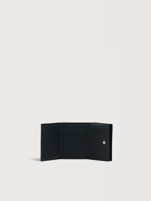Black leather trifold wallet with Marni Mending embroidery - Wallets