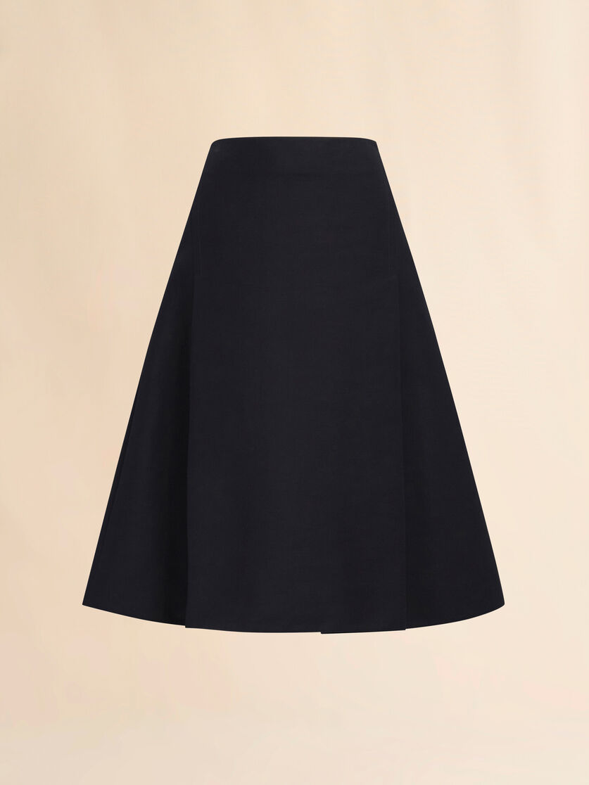 Black cady midi skirt with maxi pleats - Skirts - Image 1