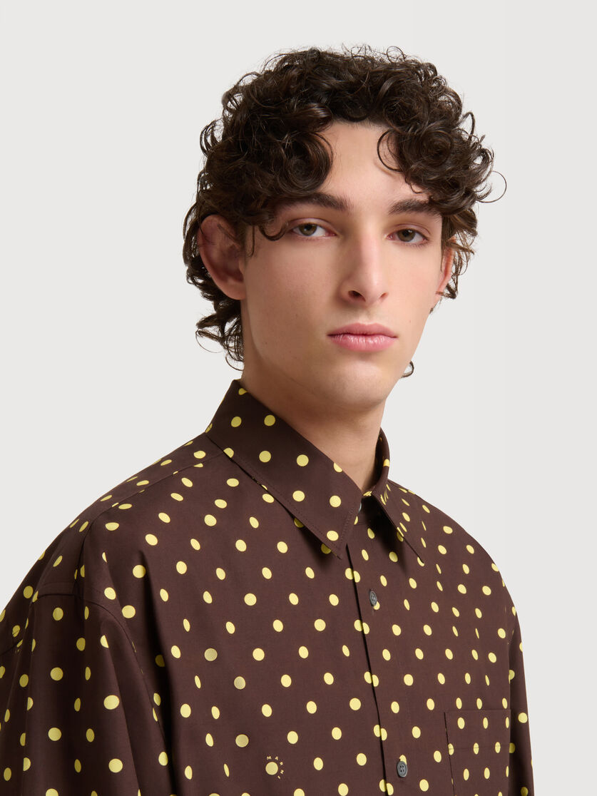 Brown poplin shirt with Polka Rhythm print, Image 5