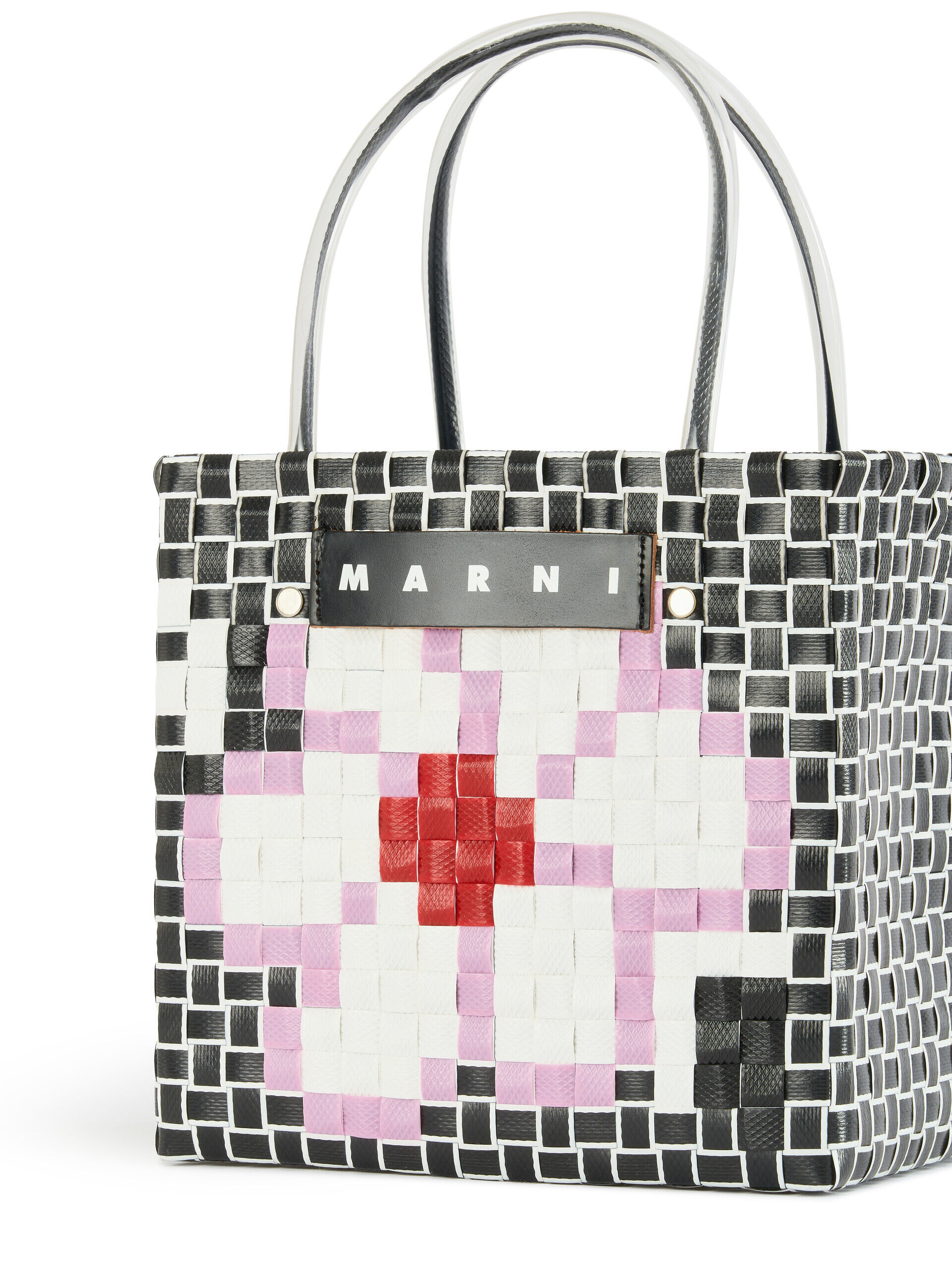 ホワイト(ブラック/ホワイト) MARNI MARKET FLOWER MINI BASKET