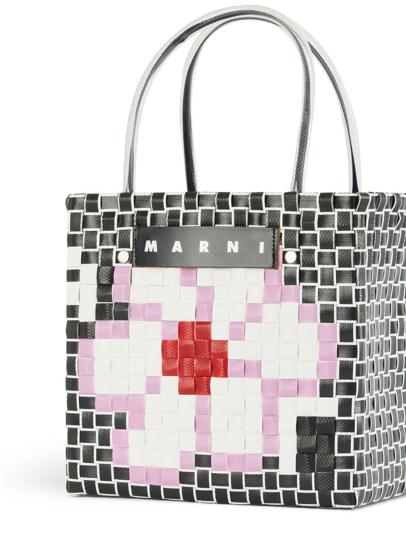 ホワイト(ブラック/ホワイト) MARNI MARKET FLOWER MINI BASKET BAG - ショッピングバッグ - Image 4
