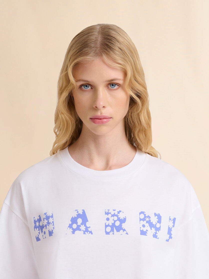T-shirt with indigo Pop Fields Marni logo - T-shirts - Image 4