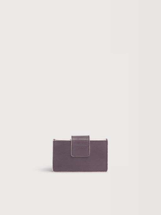 Purple leather cardholder with foil logo - Wallets