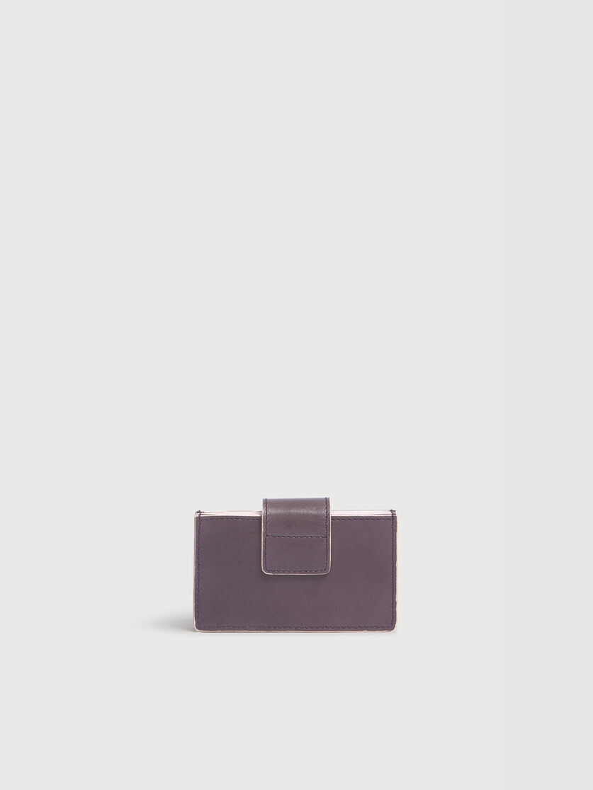 Purple leather cardholder with foil logo, Image 3