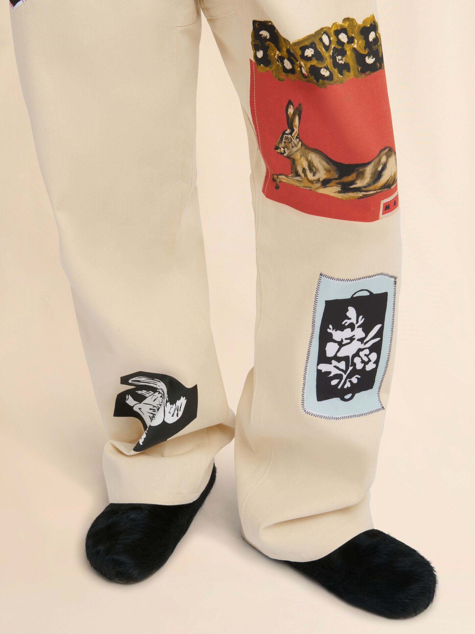 MARNI マルニ PANTAL ONE UOMO Cream organic bull denim trousers | Marni