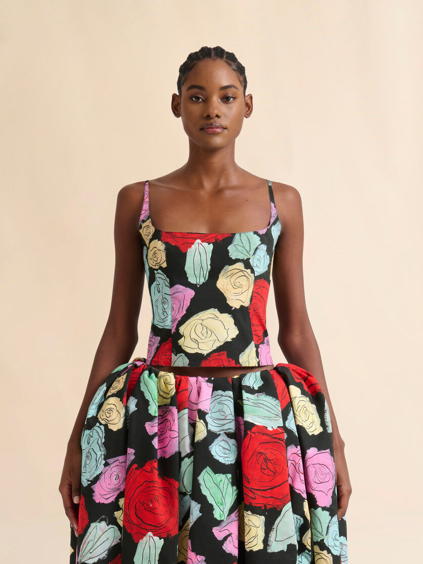 Black poplin sculpted top with Orion print - Shirts - Image 2