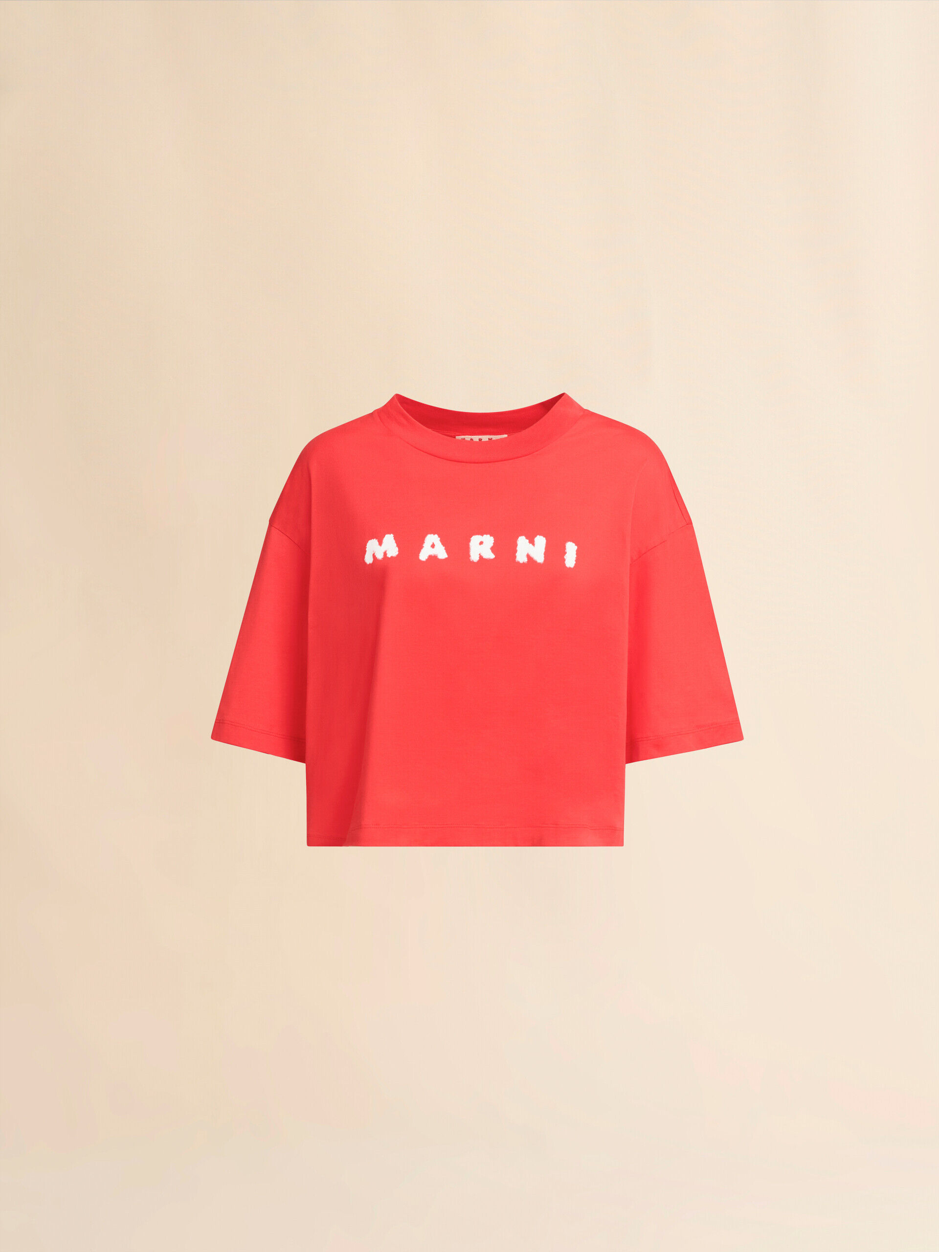 Red boxy T-shirt with Marni Scribbled logo | Marni