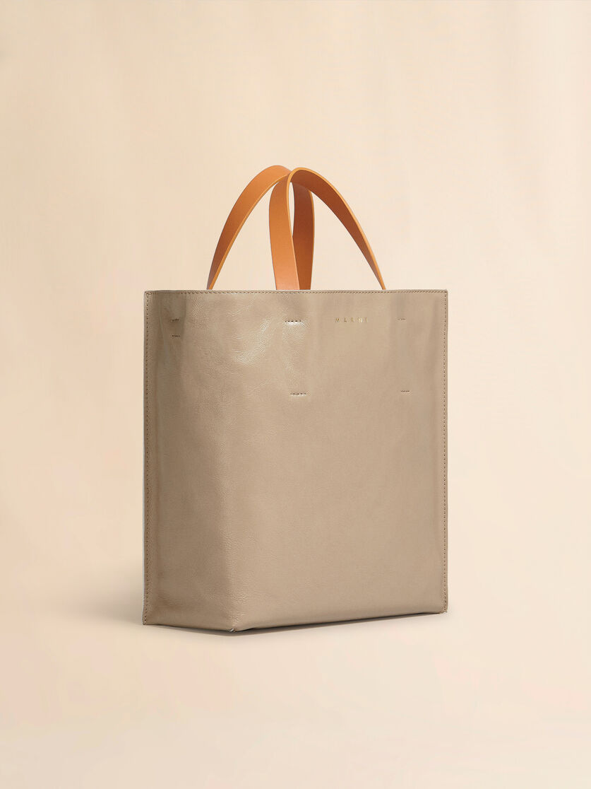 Brown pale blueblack tumbled leather MUSEO SOFT bag - Shopping Bags - Image 5