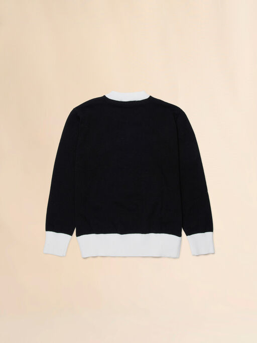 Black cotton sweater with maxi Marni logo - Knitwear