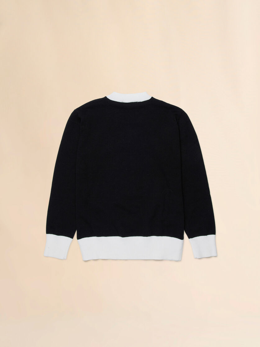 Black cotton sweater with maxi Marni logo, Image 2