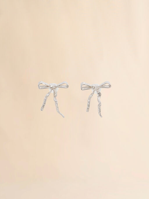 실버 Bow 스터드 이어링 - 이어링