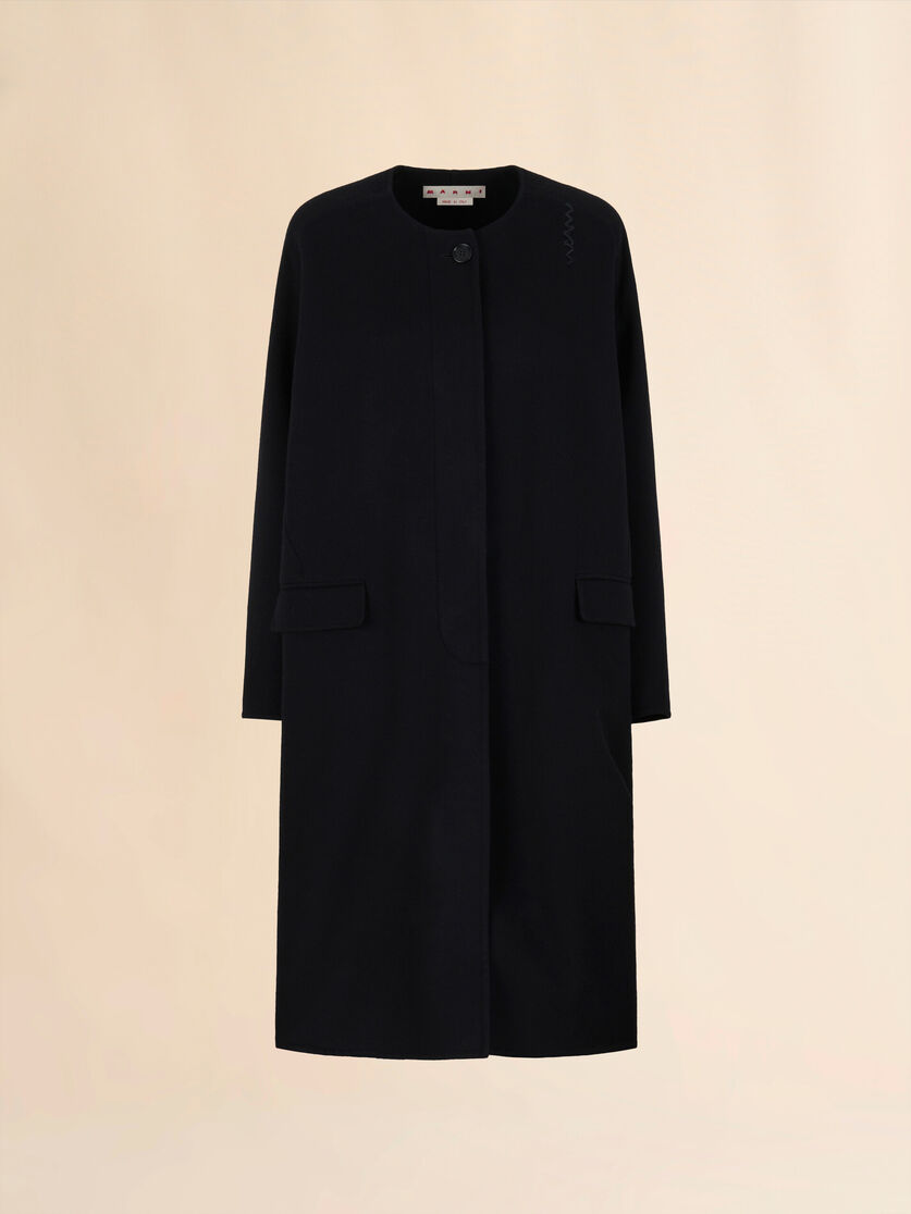 Black felt coat with Marni Symbol - Coats - Image 1