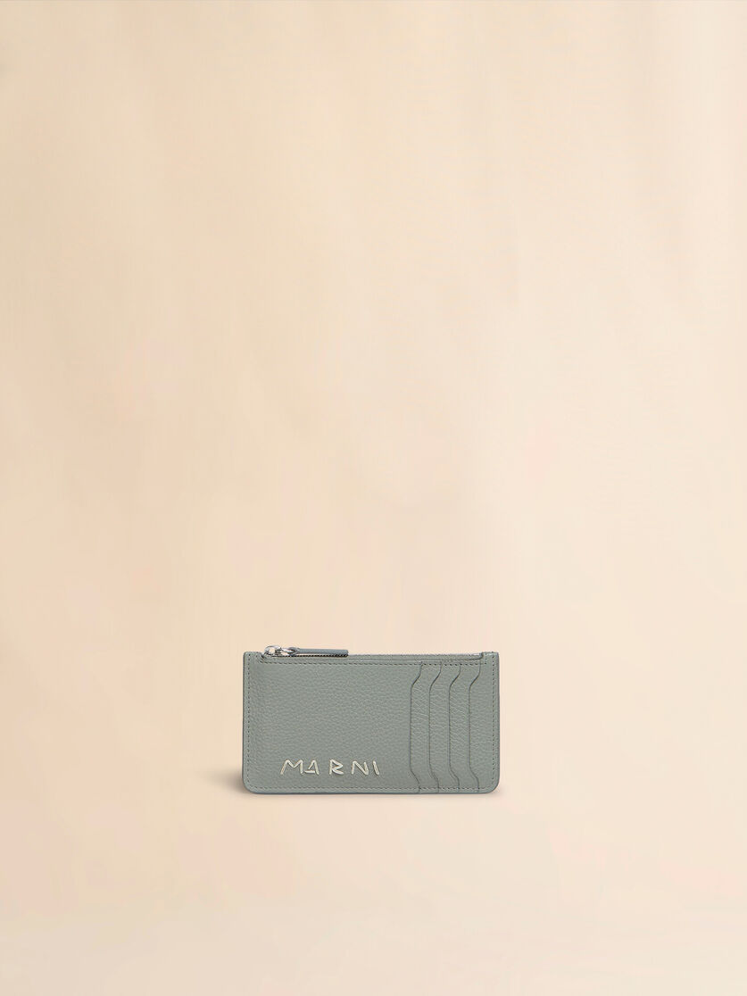 Black leather card case with Marni Mending embroidery - Wallets - Image 1