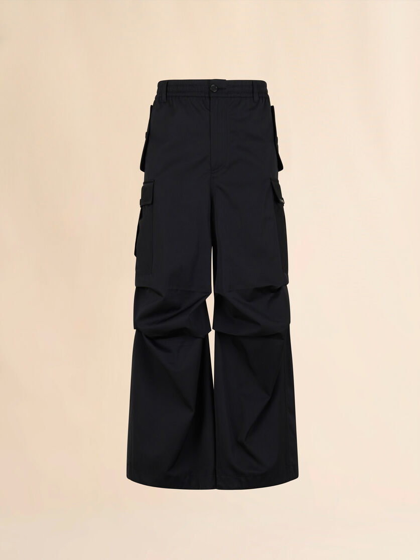 Black water-repellent taffeta cargo pants - Pants - Image 1