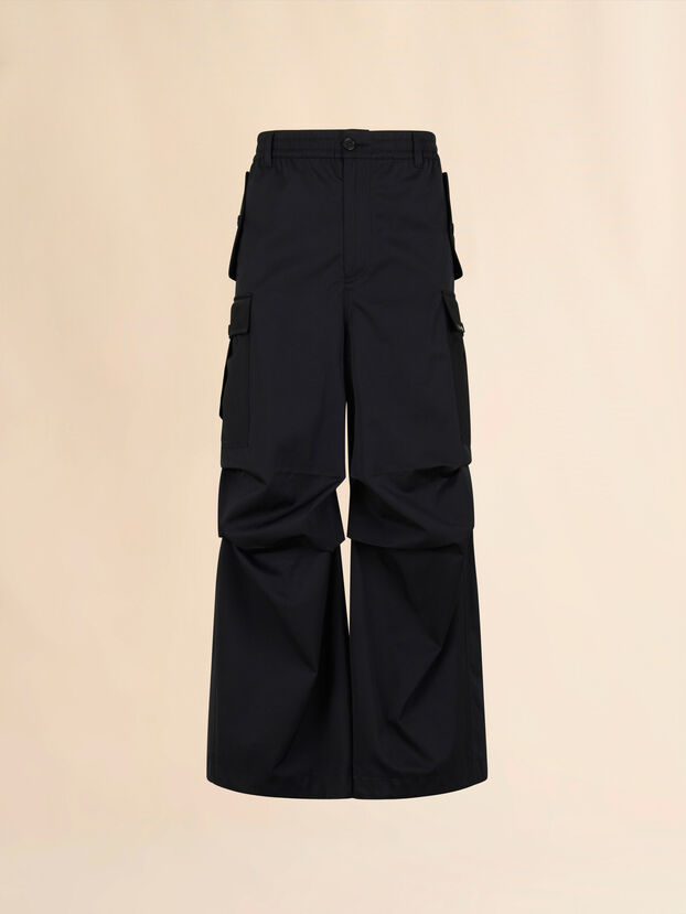 Black water-repellent taffeta cargo pants - Pants