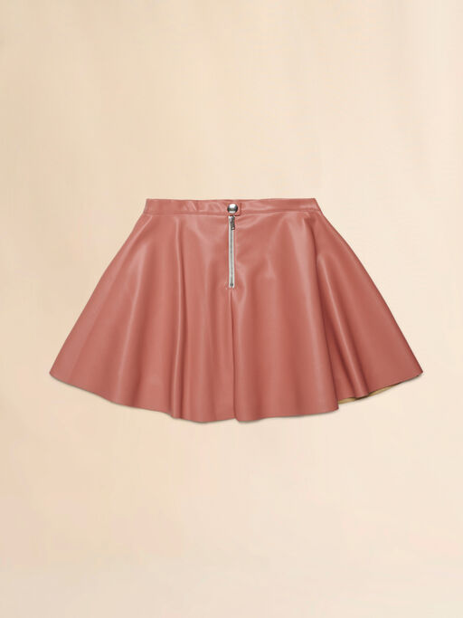 Pink faux leather skirt with embroidered logo - Skirts