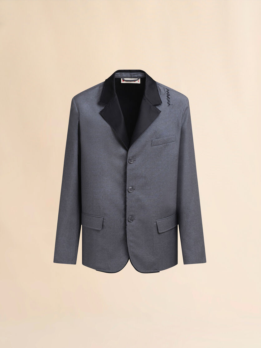 Grey single breasted wool jacket with Marni Symbol - Jackets - Image 1