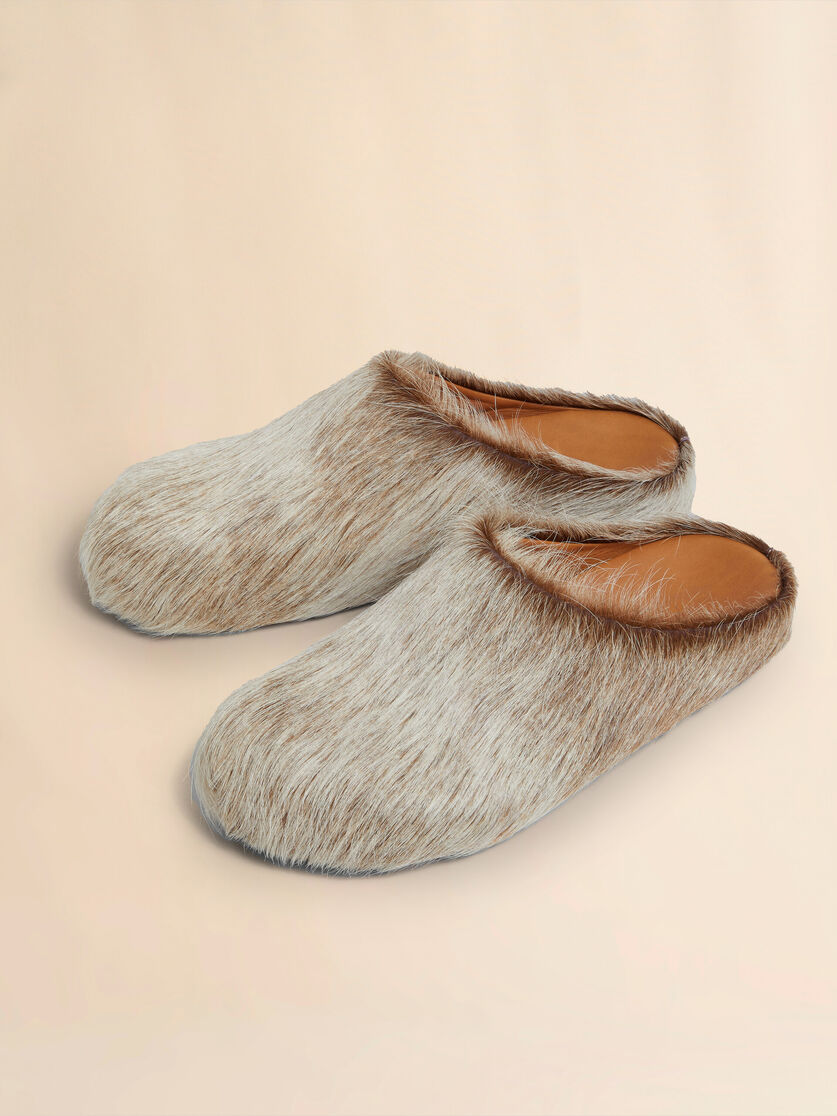 Blue-grey long hair calfskin Fussbett sabot - Clogs - Image 5