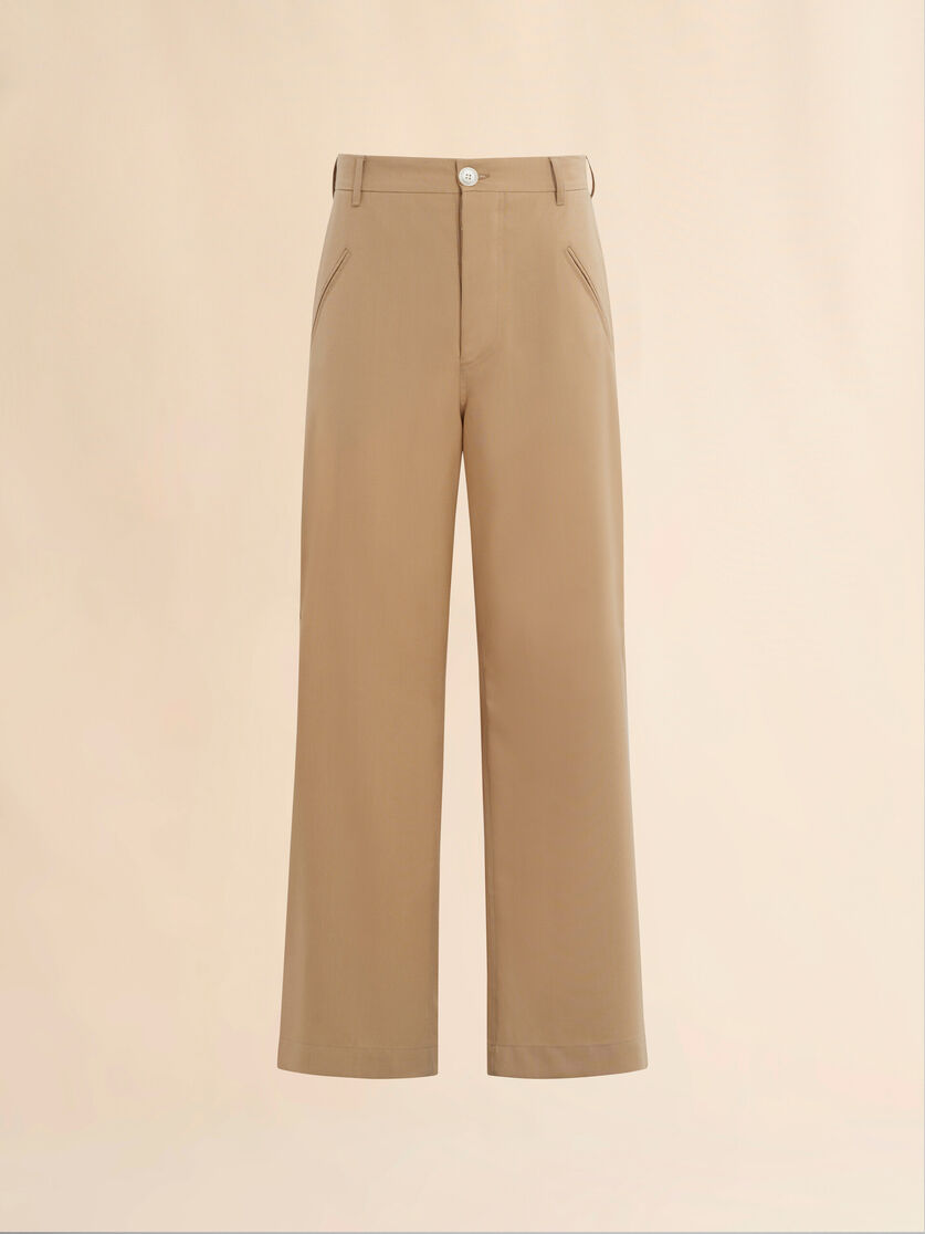 Pantalon droit marron clair en laine - Pantalons - Image 1