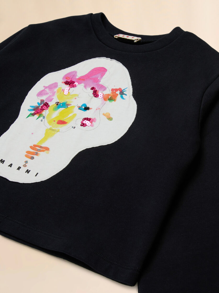 Black cotton sweatshirt with watercolour patch - Sweaters - Image 3