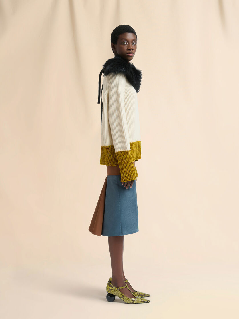 Cream wool colour-block jumper - Pullovers - Image 5