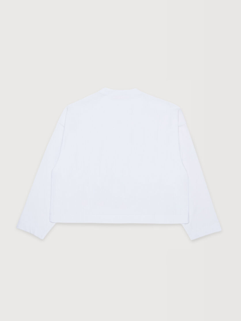 White long-sleeved cotton T-shirt with goggle girl print, Image 2