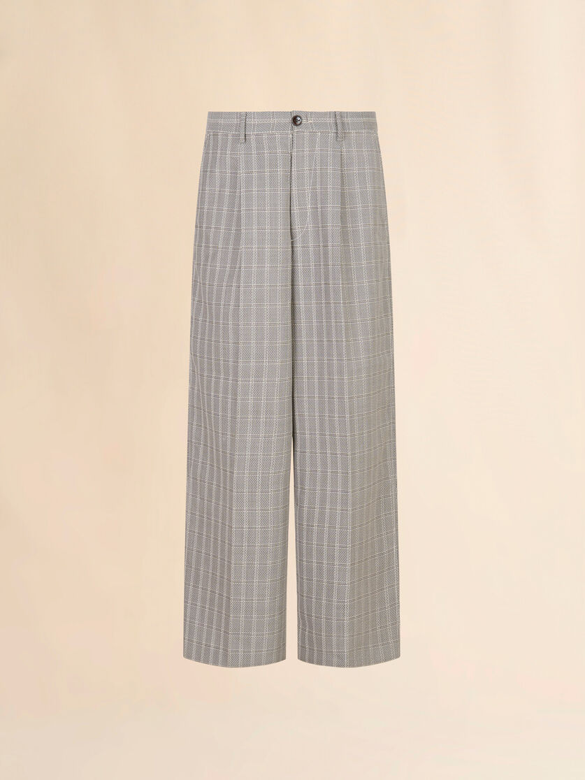ブラウン Check プリーツウールパンツ, Image 1
