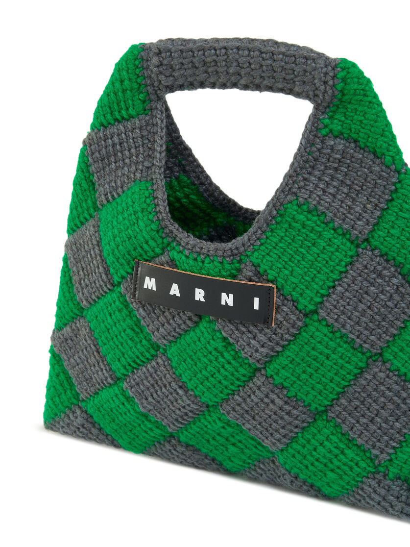 Mini-sac MARNI MARKET DIAMOND en laine technique bleue et marron - Sacs cabas - Image 4