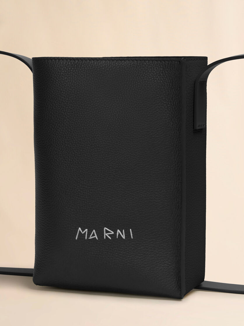 Black leather Museo Nano Bag with Marni Symbol embroidery - Shoulder Bag - Image 5