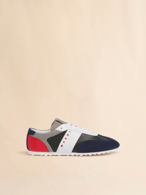 Black leather and multicolour suede sneaker - Sneakers