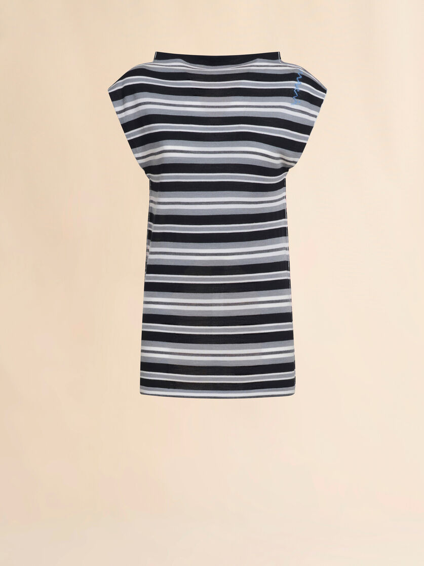 Sleeveless striped knitted top with contrasting back panel - Pullovers - Image 1