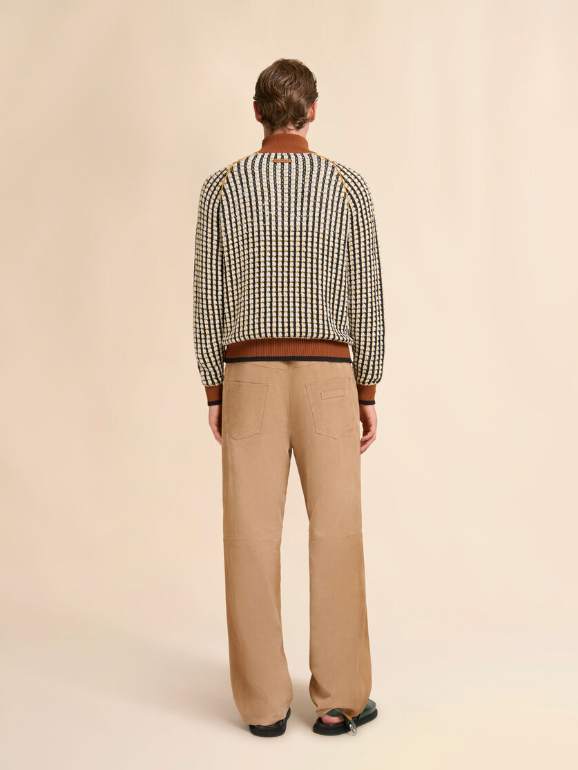 White bouclé tweed-effect jumper with zip, Image 3