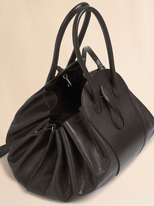 Große Tulipea Tasche aus Leder in Braun - Schultertaschen