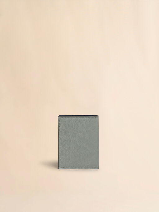 Grey leather bifold wallet with Marni Mending embroidery - Wallets