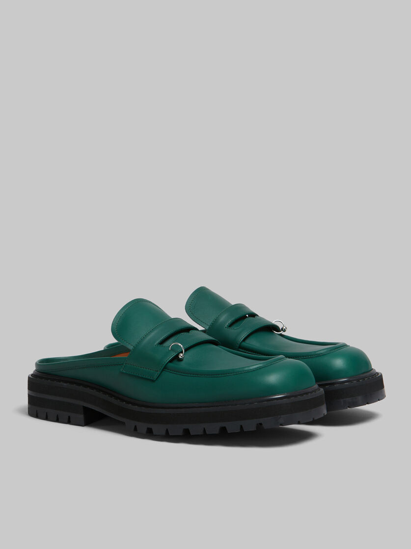 Green leather Piercing 2.0 chunky sabot loafer | Marni