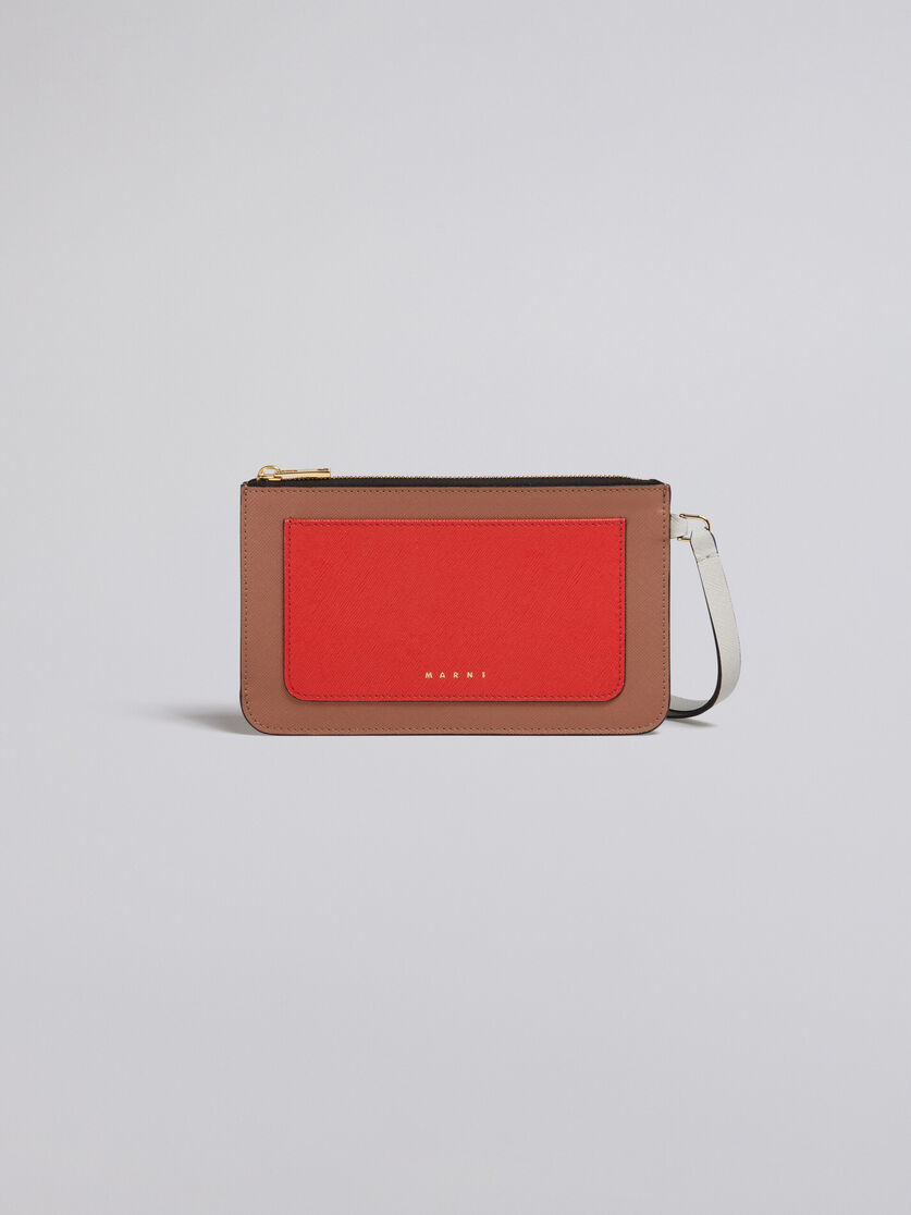 Dreifarbige flache Smartphone-Tasche aus Saffianleder - Brieftaschen - Image 1