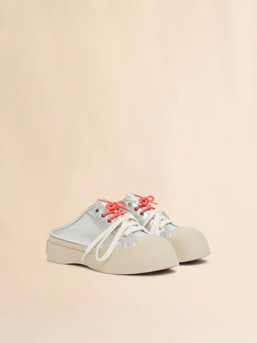 Silver leather Pablo lace-up sabot - Sneakers