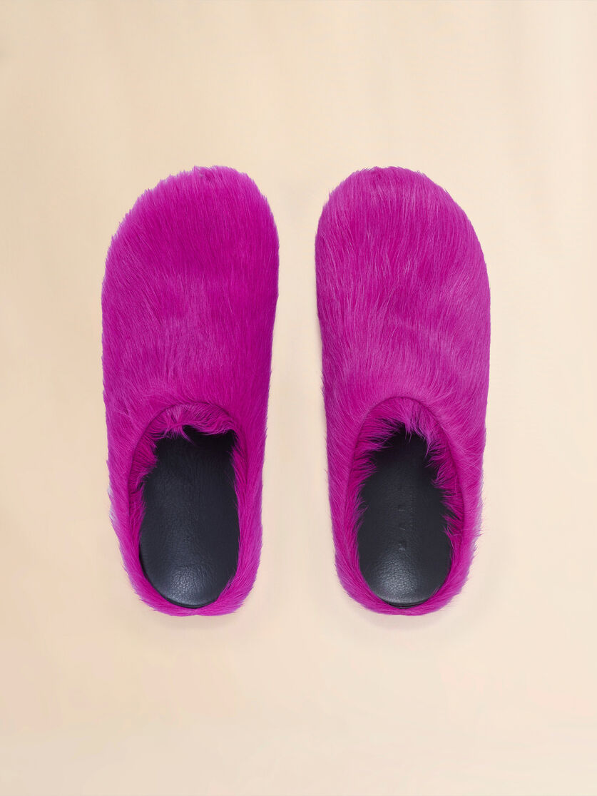Blue long-hair calfskin Fussbett sabot - Clogs - Image 4