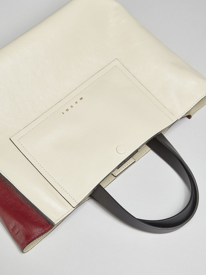 MUSEO SOFT bag piccola in pelle bianca e rosso - Borse shopping - Image 4
