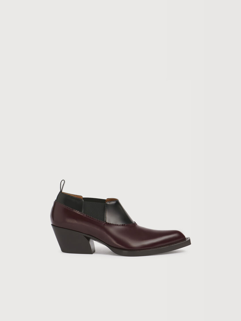 Botines cowboy bajos en piel burdeos, Image 1