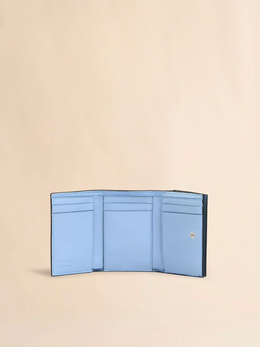 Blue leather trifold wallet with raised Marni logo - Wallets - Image 2