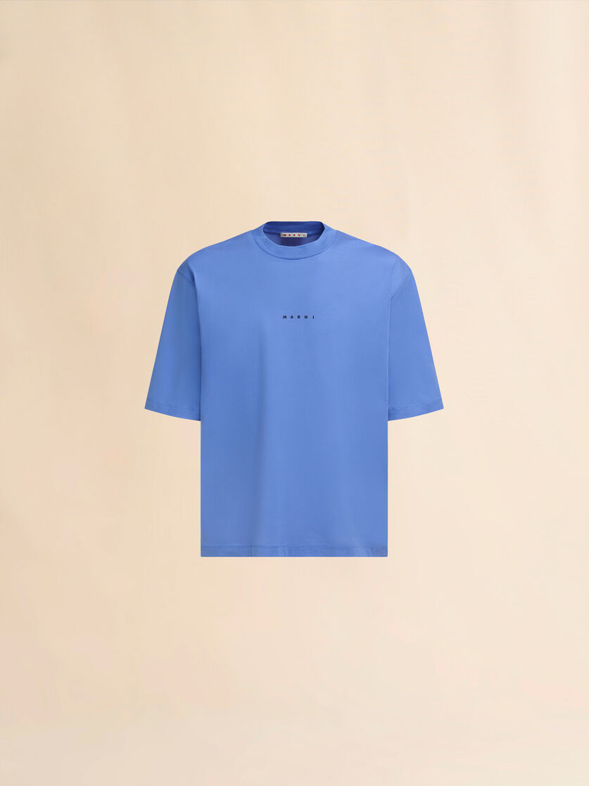 ライトブルー オーガニックコットンTシャツ、Mini マルニロゴ入り | Marni