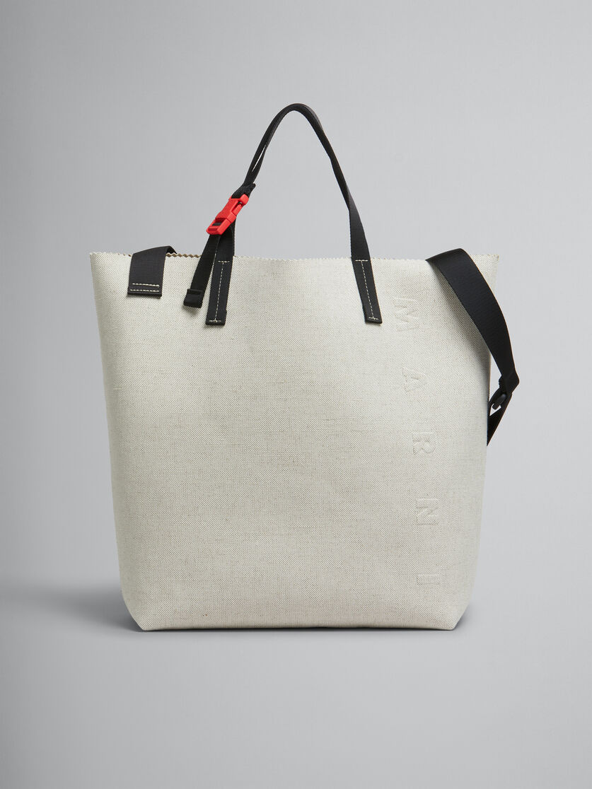 ホワイト キャンバス製 Tribeca ショッパー、レイズド マルニロゴ | Marni