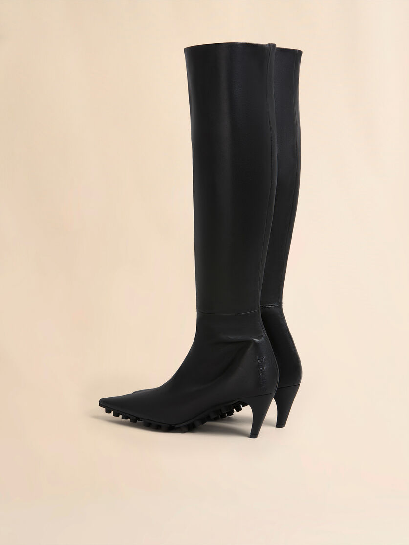 Black nappa knee-high Spike boot - Boots - Image 3