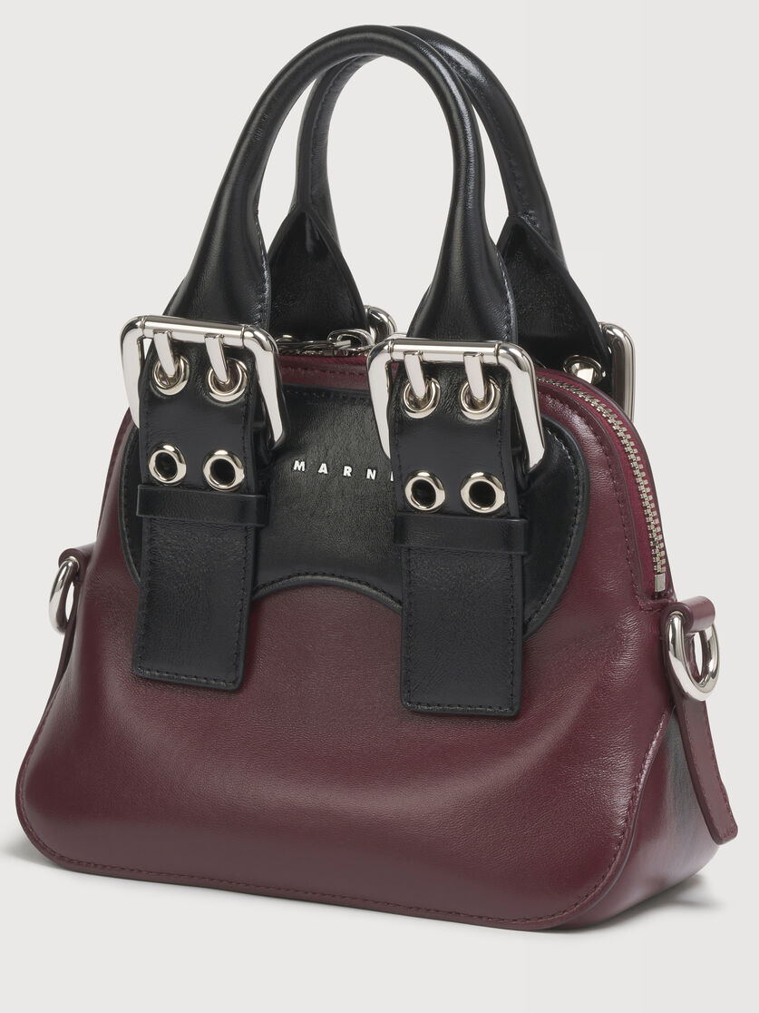 Burgundy and black leather mini Belte Bag, Image 5