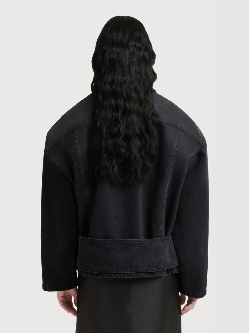 Black denim jacket with martingale, Image 4