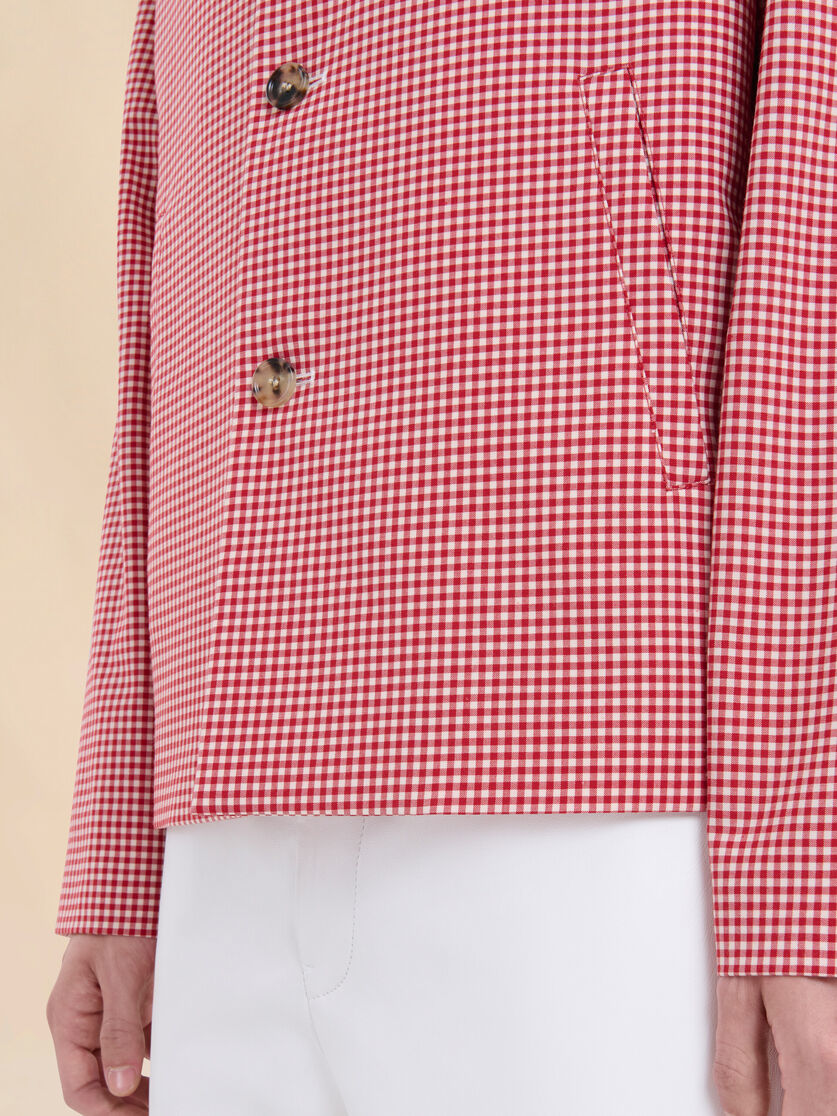 Red and white gingham wool jacket - Jackets - Image 5
