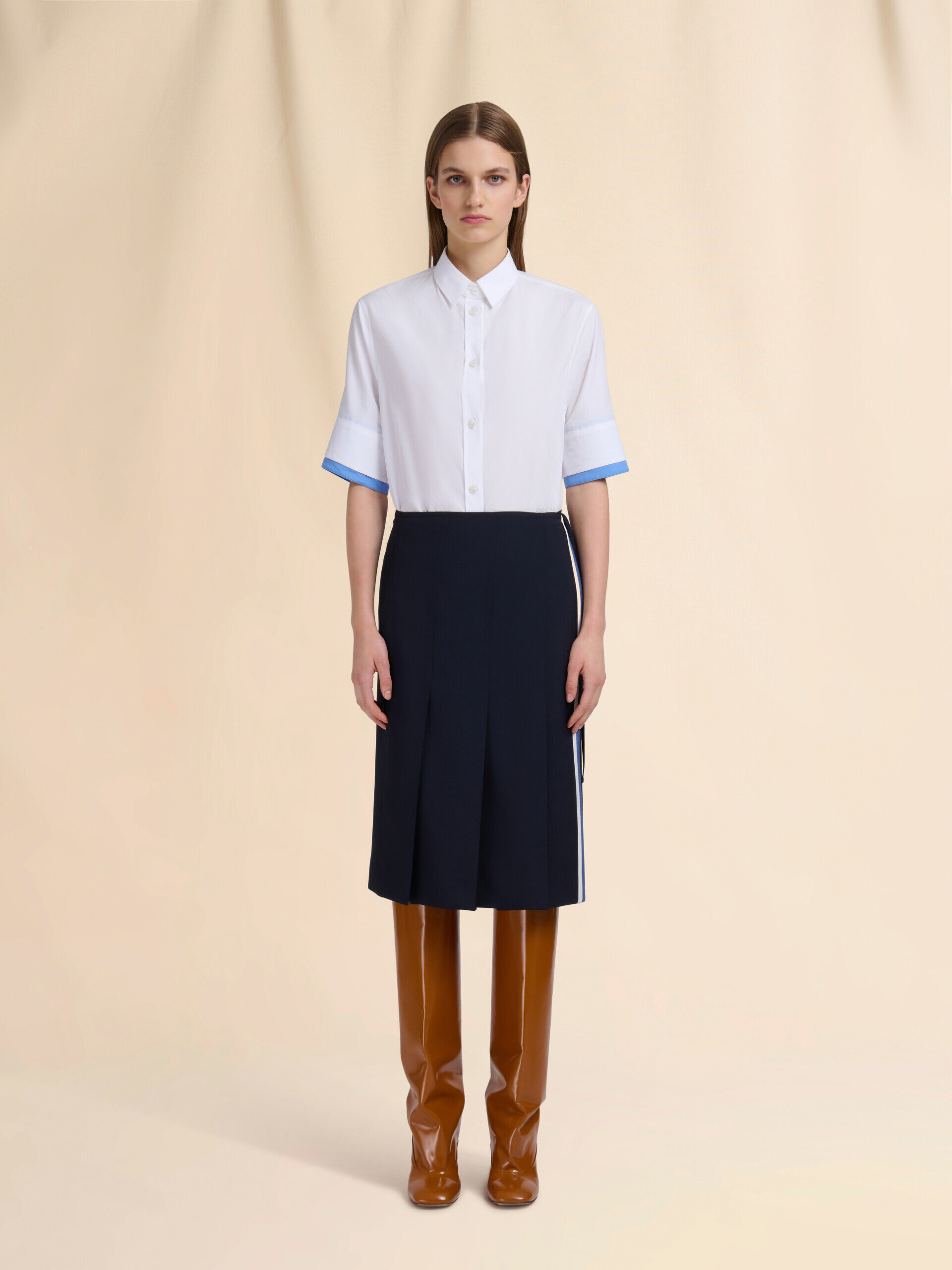 ディープブルー ウール製ラップスカート | Marni